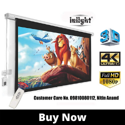 Inlight 120 inches Diagonal, UHD-3D-4K Ready best Motorised Projector Screens in india 4_3 Aspect Ratio, 8 Ft x 6 Ft (White)